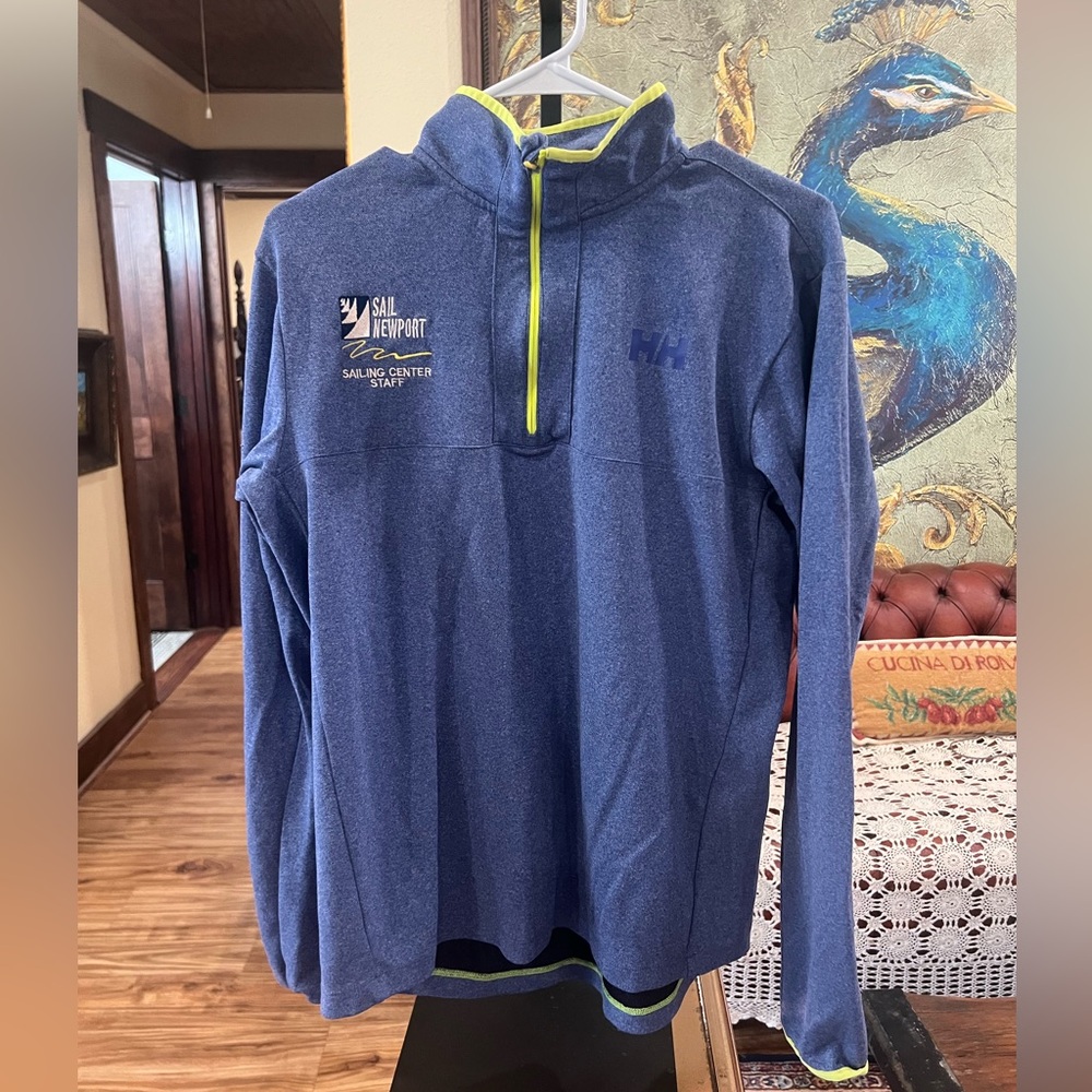 Helly Hansen Navy Blue and Lime Green Quarter-Zip Sweater